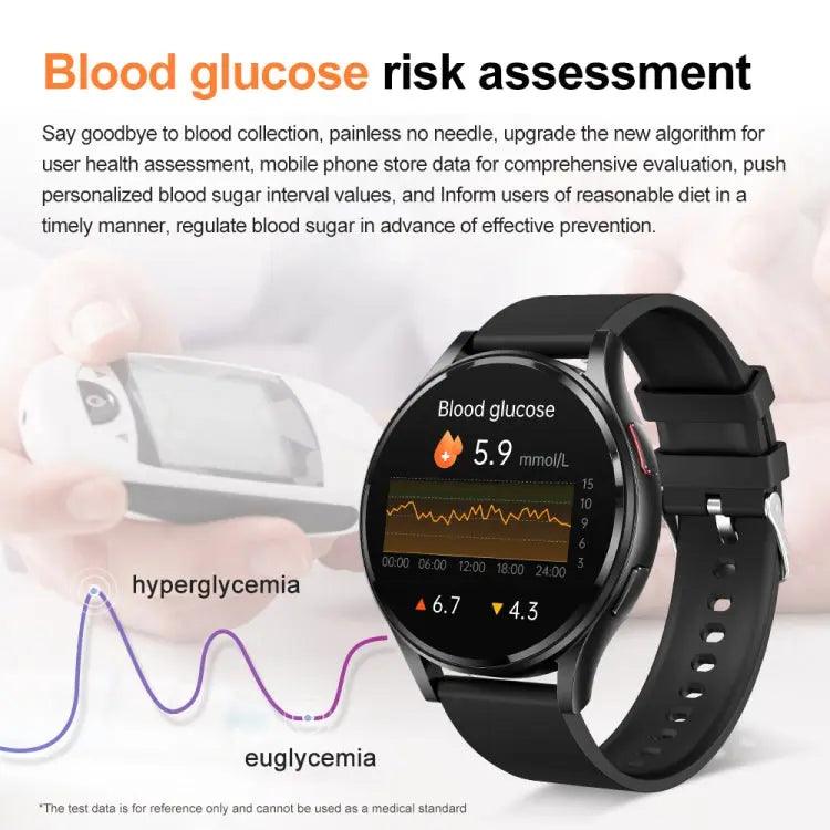 Montre intelligente Prise en charge ECG / Glycémie non invasive (Noir)