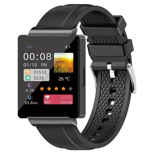 La montre intelligente KS01 1,85 pouces prend en charge la détection de la glycémie, la détection de la pression artérielle, la détection de l'oxygène sanguin (noir)