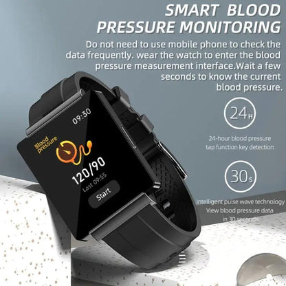 La montre intelligente KS01 1,85 pouces prend en charge la détection de la glycémie, la détection de la pression artérielle, la détection de l'oxygène sanguin (noir)