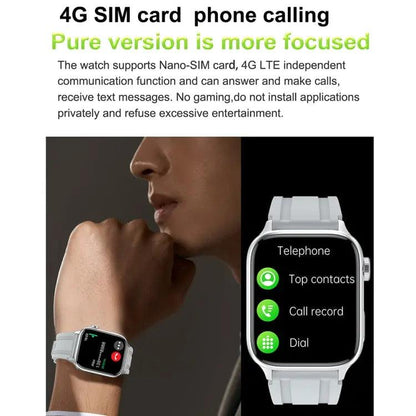 Montre connecté HAMTOD GT33 1,96 pouces 4G Smart Call Watch prend en charge l'alarme SOS (argent)