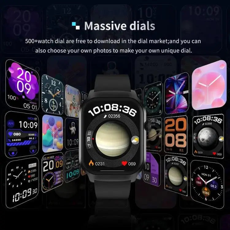 Montre intelligente avec bracelet en acier milanais de 2,01 pouces, appel Bluetooth, prise en charge de la surveillance de la fréquence cardiaque/glycémie non invasive (or)