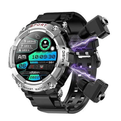 Montre intelligente avec écouteurs Bluetooth T96 1,52 pouces écran Amoled 2 en 1  (argent) - lesbeauxprix
