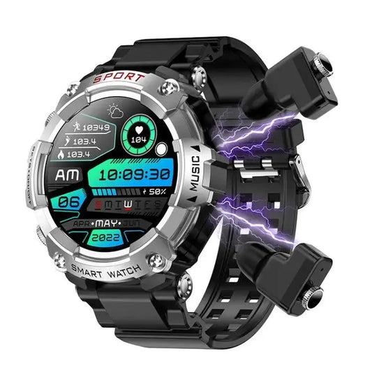Montre intelligente avec écouteurs Bluetooth T96 1,52 pouces écran Amoled 2 en 1  (argent) - lesbeauxprix