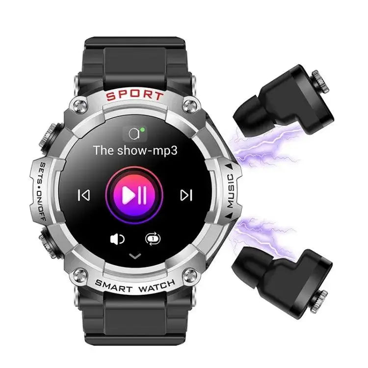 Montre intelligente avec écouteurs Bluetooth T96 1,52 pouces écran Amoled 2 en 1  (argent) - lesbeauxprix