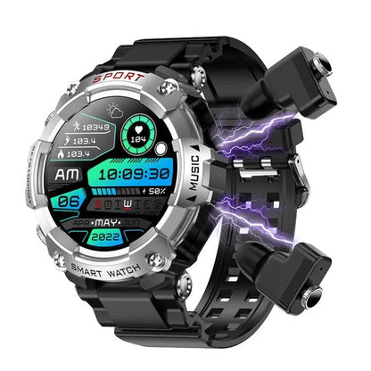 Montre intelligente avec écouteurs Bluetooth T96 1,52 pouces écran Amoled 2 en 1  (argent) - lesbeauxprix
