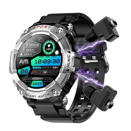 Montre intelligente avec écouteurs Bluetooth T96 1,52 pouces écran Amoled 2 en 1  (argent) - lesbeauxprix