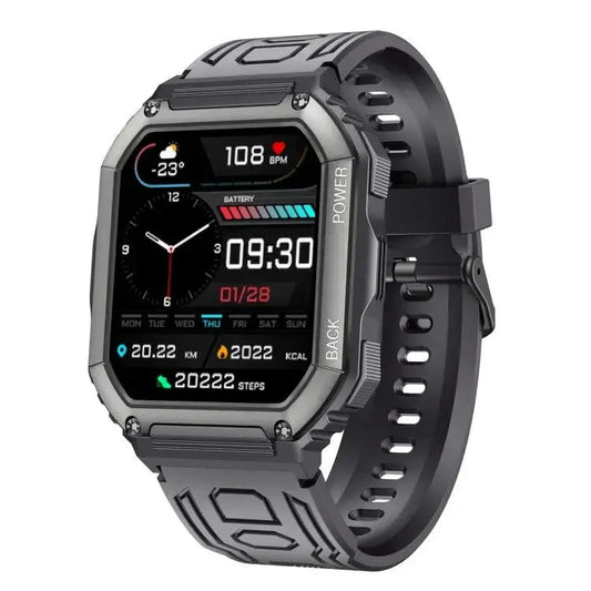 Montre intelligente de sport podomètre étanche KR06, prise en charge de la fréquence cardiaque/surveillance de la pression artérielle/appel BT (noir)