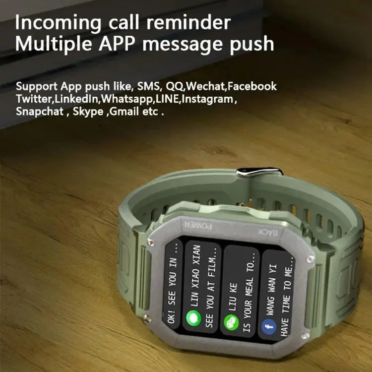 Montre intelligente de sport podomètre étanche KR06, prise en charge de la fréquence cardiaque/surveillance de la pression artérielle/appel BT (noir)