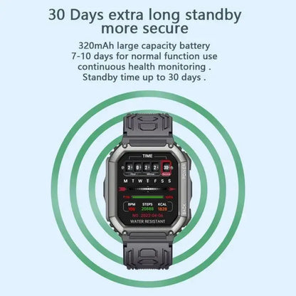 Montre intelligente de sport podomètre étanche KR06, prise en charge de la fréquence cardiaque/surveillance de la pression artérielle/appel BT (noir)