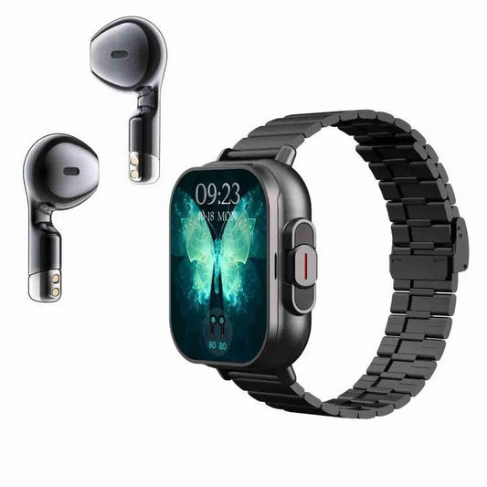 Montre intelligente avec écouteur D8 intégré 2 en 1 Bluetooth, prise en charge de la surveillance de la santé/NFC (noir)