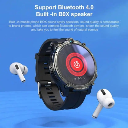 V20 1,6 pouces WiFi 4G Carte SIM Double caméra Montre intelligente, Mémoire: Ram 4 Go Rom 128 Go (cuir noir)