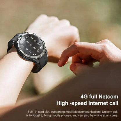 V20 1,6 pouces WiFi 4G Carte SIM Double caméra Montre intelligente, Mémoire: Ram 4 Go Rom 128 Go (cuir noir)