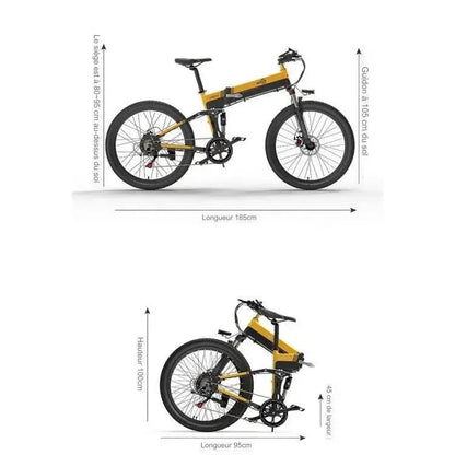 Vélo de montagne électrique BEZIOR X500 PRO 10.4AH 500W  pliante avec des pneus de 26 pouces (jaune noir) - lesbeauxprix