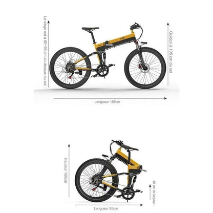 Vélo de montagne électrique BEZIOR X500 PRO 10.4AH 500W  pliante avec des pneus de 26 pouces (jaune noir) - lesbeauxprix