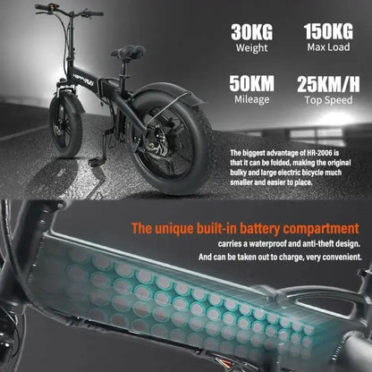 Vélo électrique pliable HAPPYRUN HR-X40 350W 36V / 10AH avec pneus de 20 pouces. - lesbeauxprix