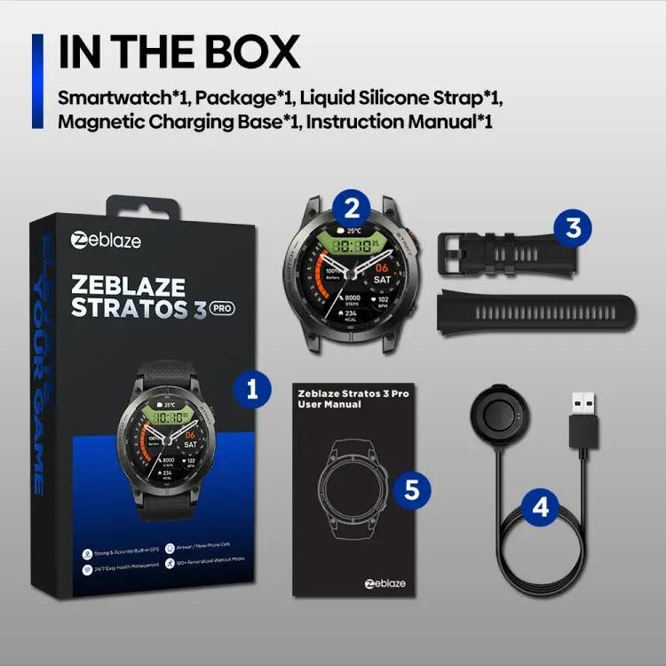 Zeblaze Stratos 3 Pro 1,43 pouces écran AMOLED montre intelligente de sport prise en charge des appels Bluetooth (bleu)