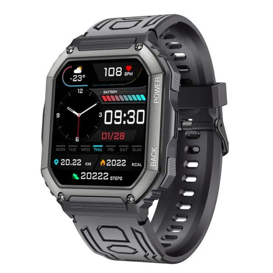 Montre intelligente de sport podomètre étanche KR06, prise en charge de la fréquence cardiaque/surveillance de la pression artérielle/appel BT (noir)