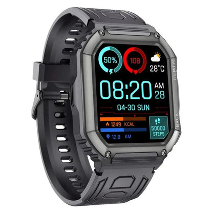 Montre intelligente de sport podomètre étanche KR06, prise en charge de la fréquence cardiaque/surveillance de la pression artérielle/appel BT (noir)