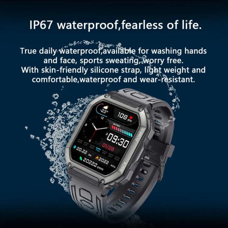 Montre intelligente de sport podomètre étanche KR06, prise en charge de la fréquence cardiaque/surveillance de la pression artérielle/appel BT (noir)