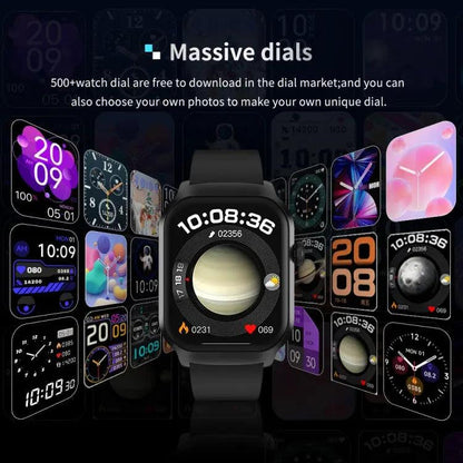 Montre intelligente avec bracelet en acier milanais de 2,01 pouces, appel Bluetooth, prise en charge de la surveillance de la fréquence cardiaque/glycémie non invasive (or)