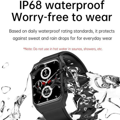 E530 1,91 pouces IP68 montre intelligente à bande en acier étanche prend en charge l'ECG / la glycémie non invasive (noir)