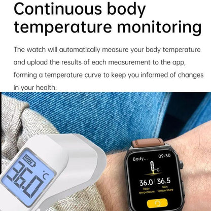 E530 1,91 pouces IP68 montre intelligente à bande en acier étanche prend en charge l'ECG / la glycémie non invasive (noir)