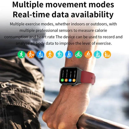 E530 1,91 pouces IP68 montre intelligente à bande en acier étanche prend en charge l'ECG / la glycémie non invasive (noir)