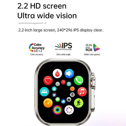 Montre intelligente de sport WS12 ULTRA 2 de 2,2 pouces, code de paiement de prise en charge / appel Bluetooth / sommeil / oxygène sanguin / fréquence cardiaque / moniteur de santé de la pression artérielle (noir)